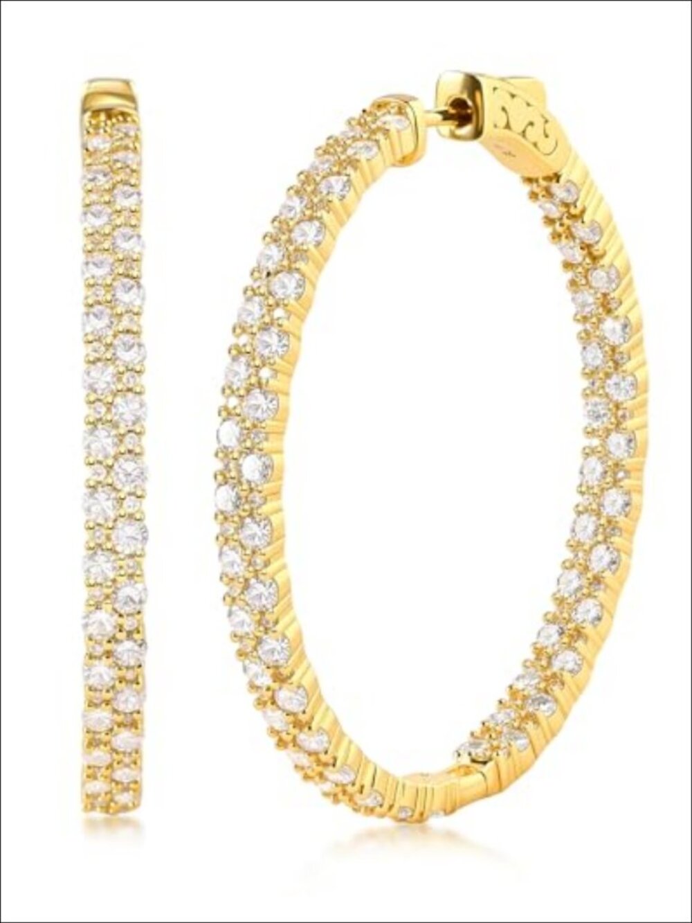 40MM Moissanite Hoop Earrings 925 Sterling Silver Gold Plated 4.64CT